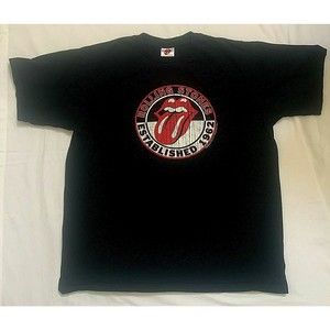Rolling Stones Men's 1962 Logo Short Sleeve Tee Shirt Black Size Large
